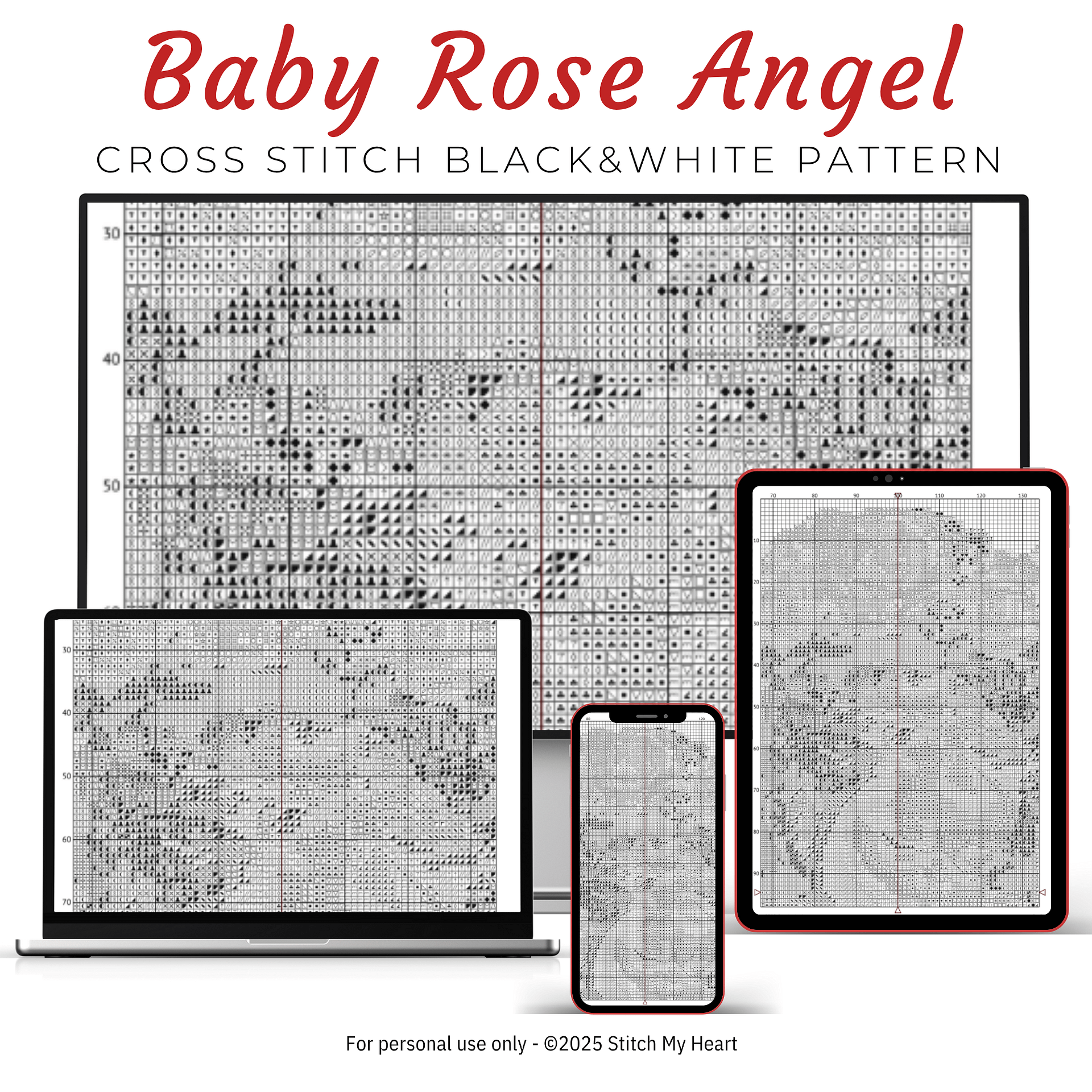 Baby Rose Angel Cross Stitch Pattern product image (4)