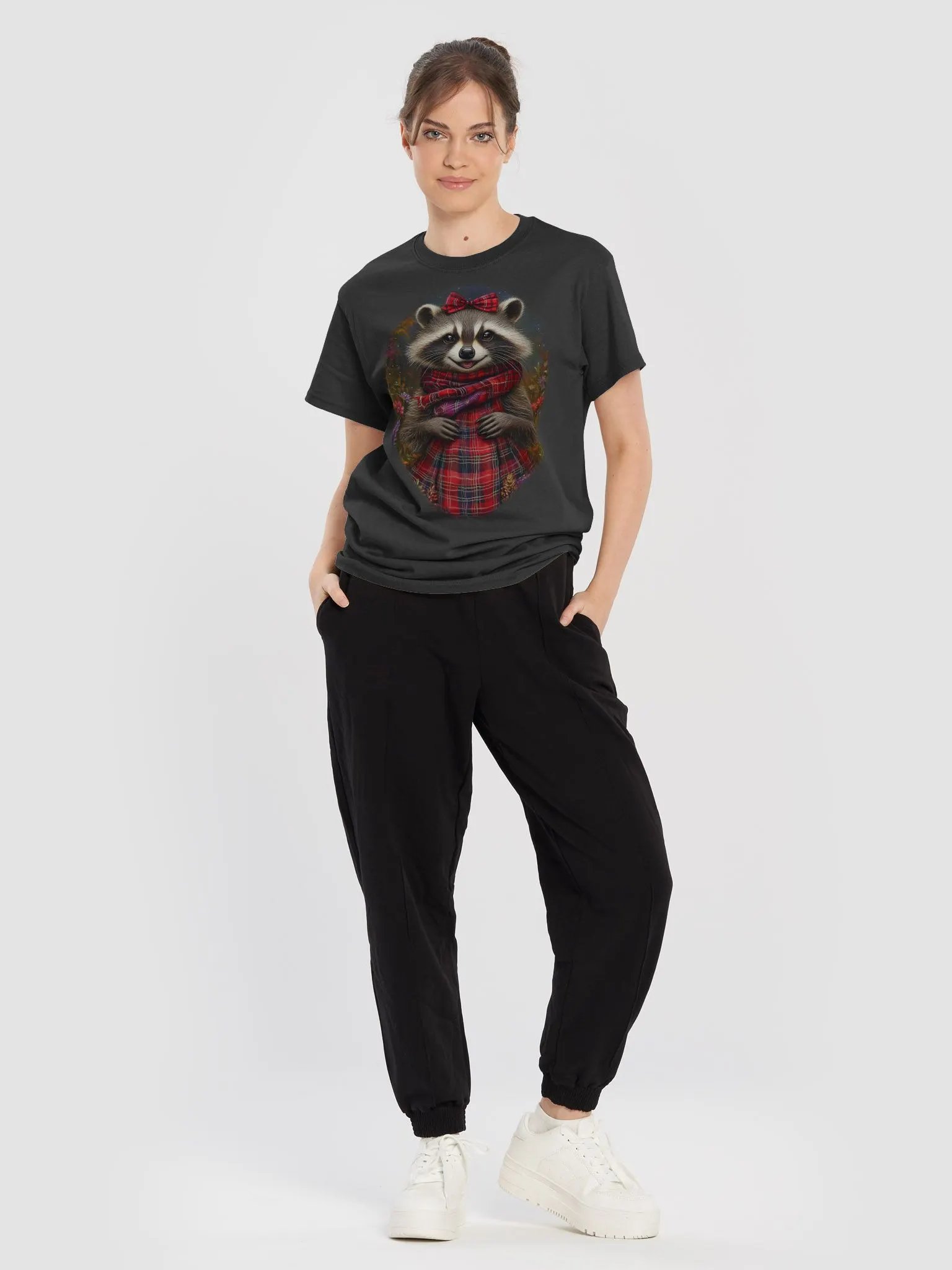 Whimsical Raccoon Plaid T-Shirt product image (5)