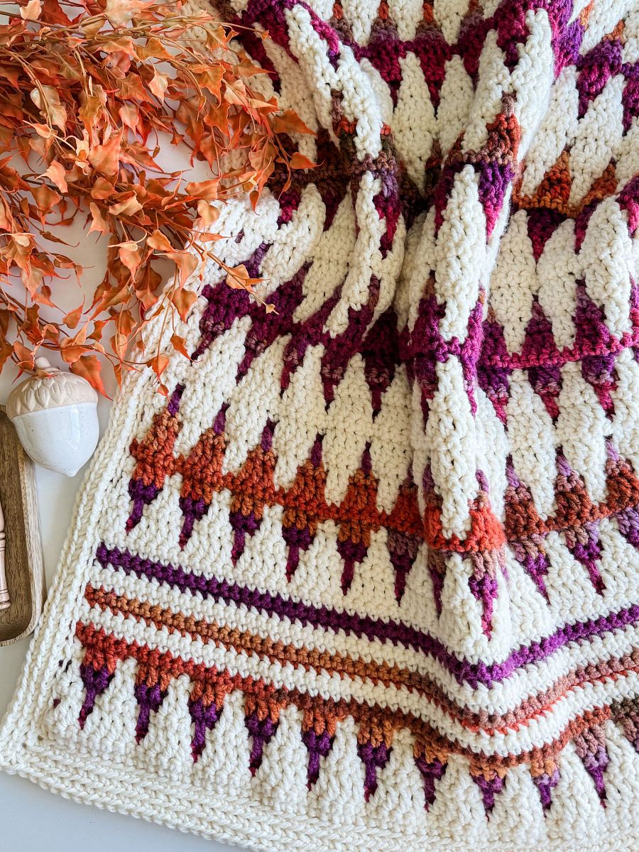 Autumn's Charm Mosaic Blanket Crochet Pattern product image (9)