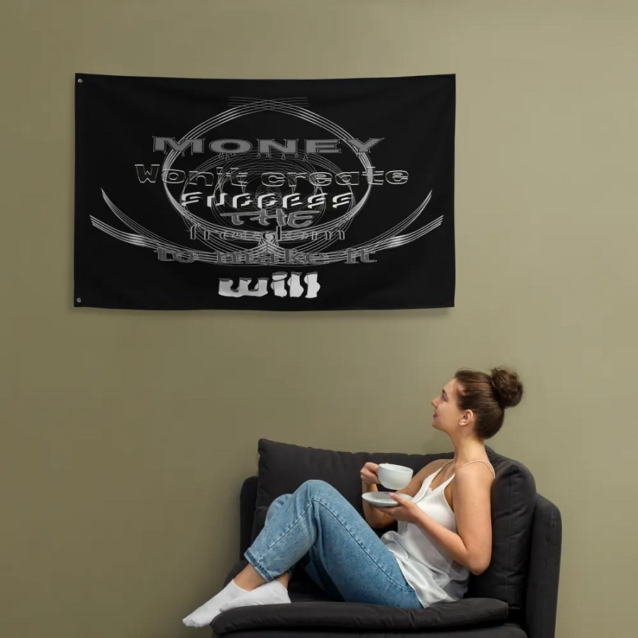Money Won't create success. The freedom to make it will - Black - Flag product image (12)