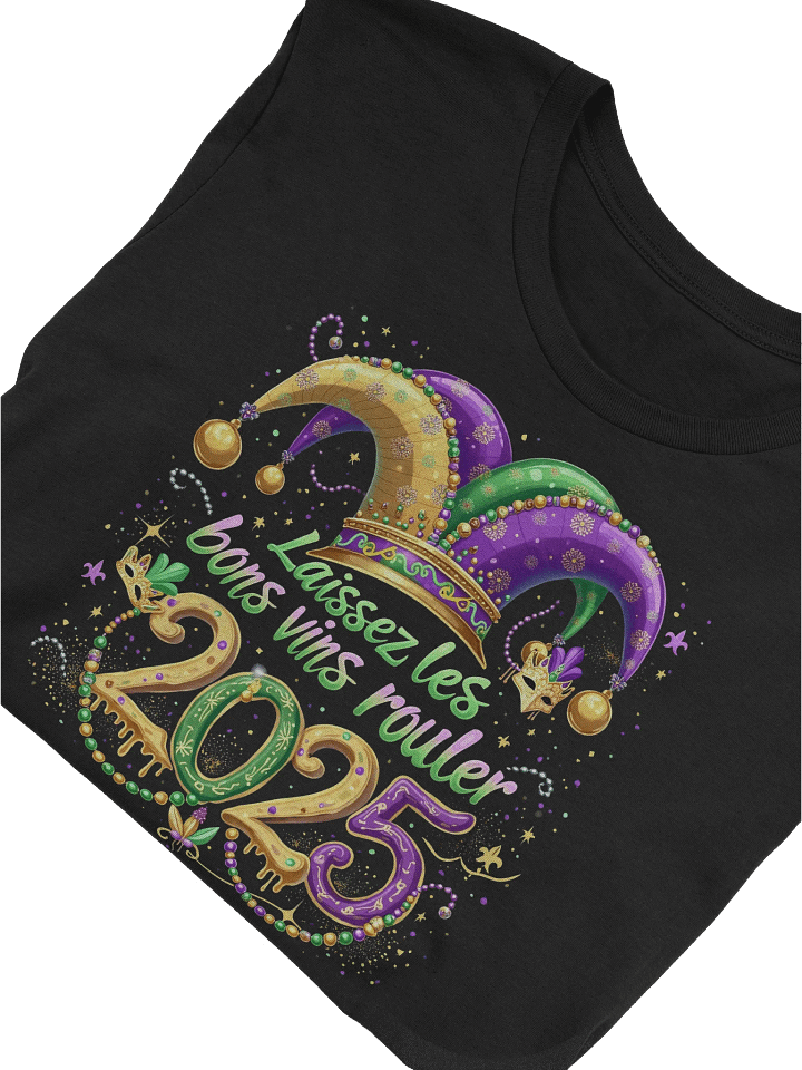 Mardi Gras Wine-Inspired Shirt – "Laissez les Bons Vins Rouler" – Fun Wine Lovers' Outfit product image (1)