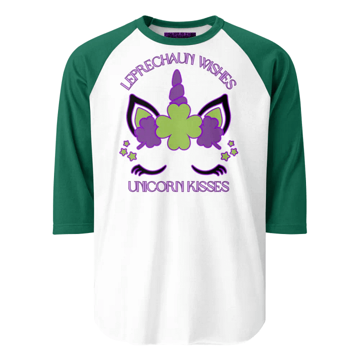 Leprechaun Wishes & Unicorn Kisses Raglan Tee product image (22)