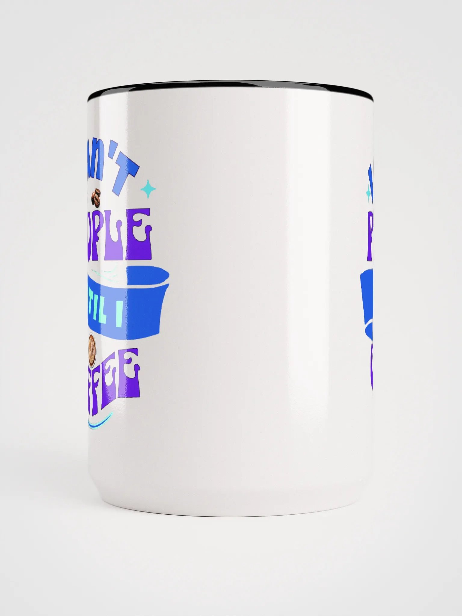 I Can't People Until I Coffee, 15 oz Mug, Purple Letters product image (5)