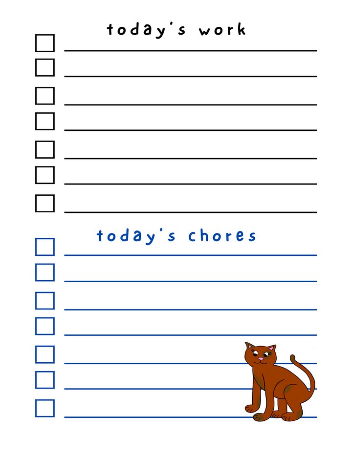 🐱✨ Brown Cartoon Cat Dry Erase To-Do List – Purr-fectly Cute and Wonderfully Reusable! ✨🐱 product image (2)