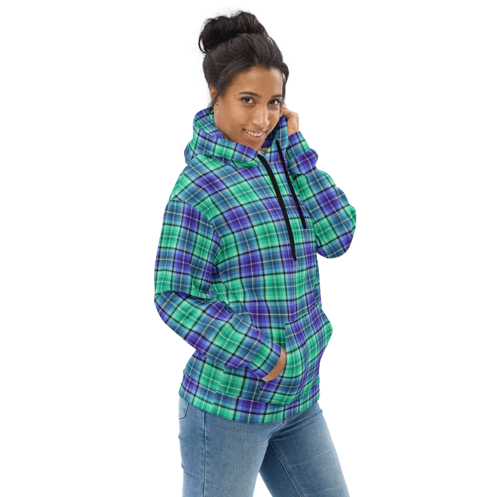 Bright Green and Purple Plaid Hoodie product image (1)
