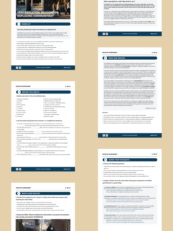 Gentrification: Reviving or Replacing Communities? (B2-C1) product image (2)