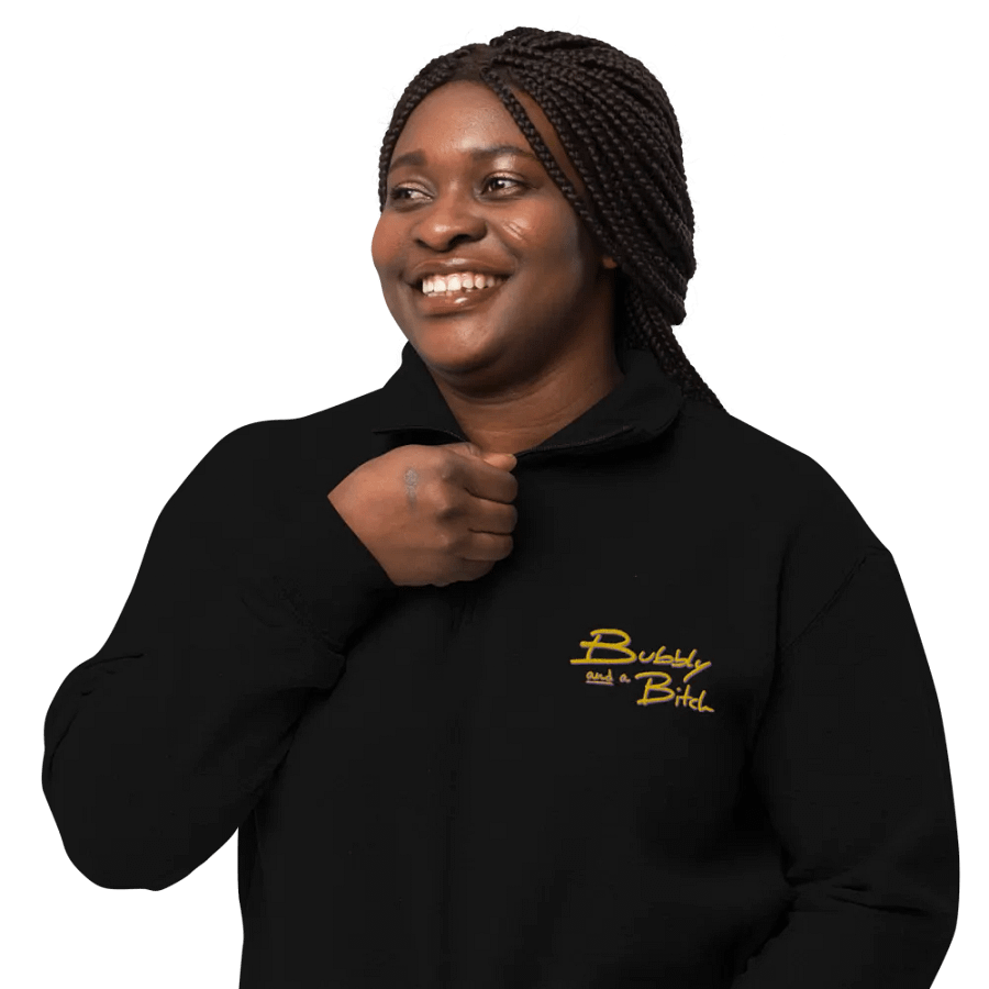 Bubbly and a B*tch (tulip shadow design) embroidered quarter zip product image (3)