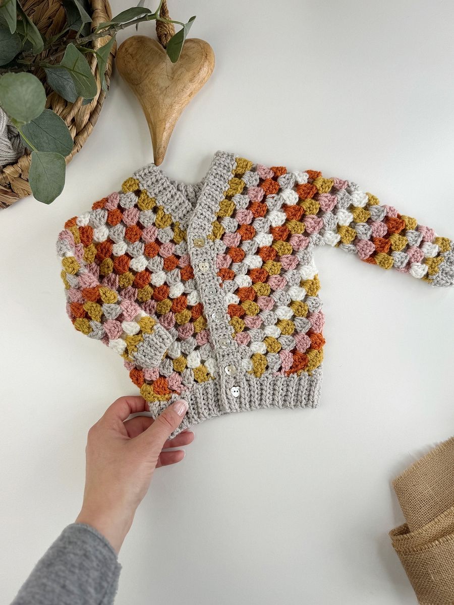 Granny Stitch Child Cardigan Crochet Pattern | Sizes Newborn to 10 Years | PDF Instant Download | Top Down Construction product image (2)