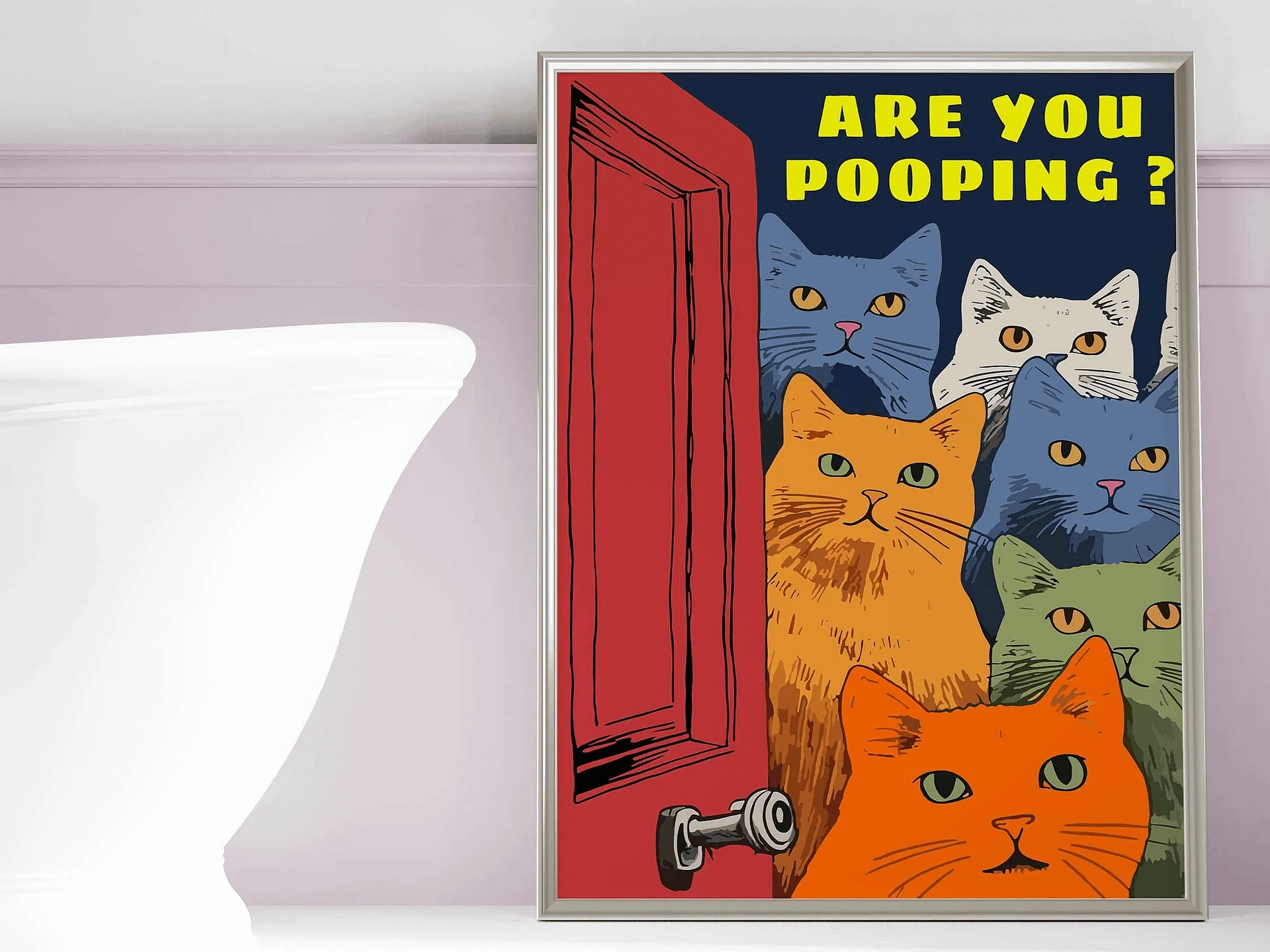 Funny Posters Pooping Print Bathroom Cat Print For Toilet Wall Art product image (2)