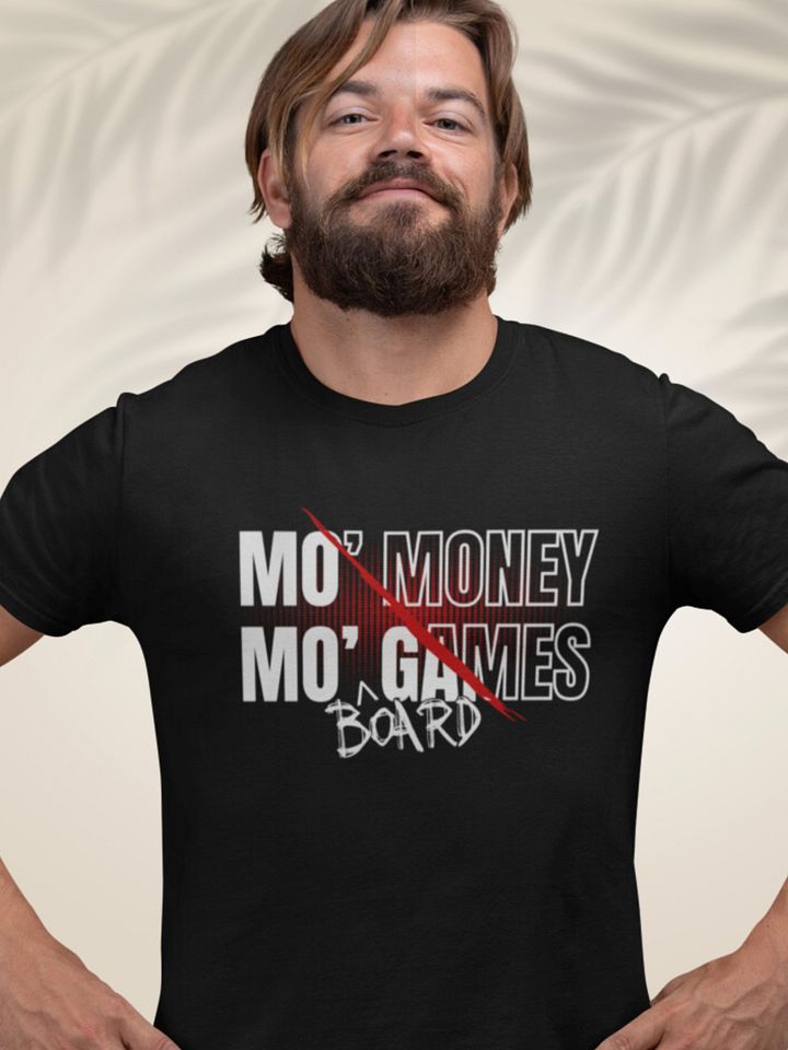 90s Rap Shirt for Board Gamers, Cool Unisex Gamer Black T-shirt, Mo Money Mo Board Games product image (1)