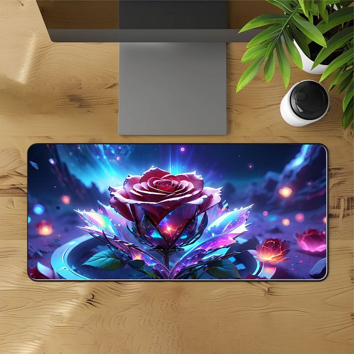 Cosmic Rose Deskmat | Vibrant Galaxy Rose Design product image (1)