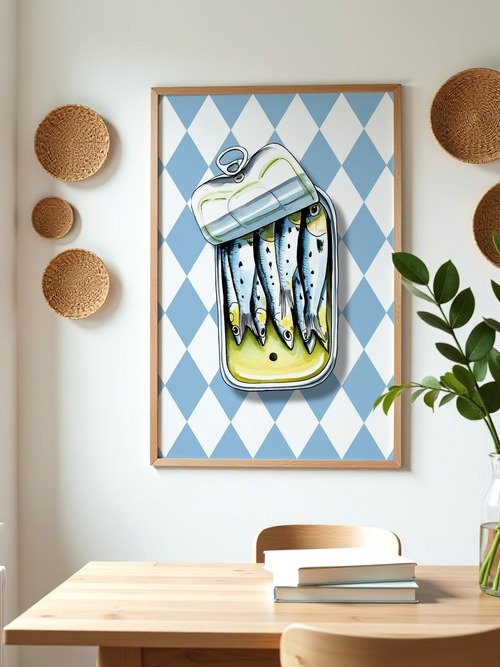 Sardine Wall Art Sardines Art Print Retro Seafood Poster Kitchen Decor product image (10)