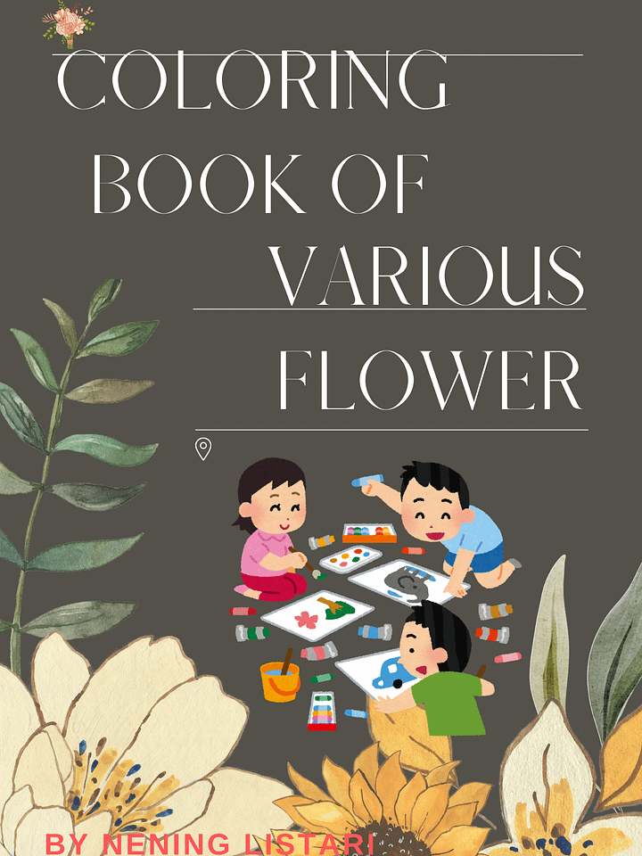 PRINTABLE COLORING BOOK OF VARIOUS FLOWER (50 PAGE) product image (1)