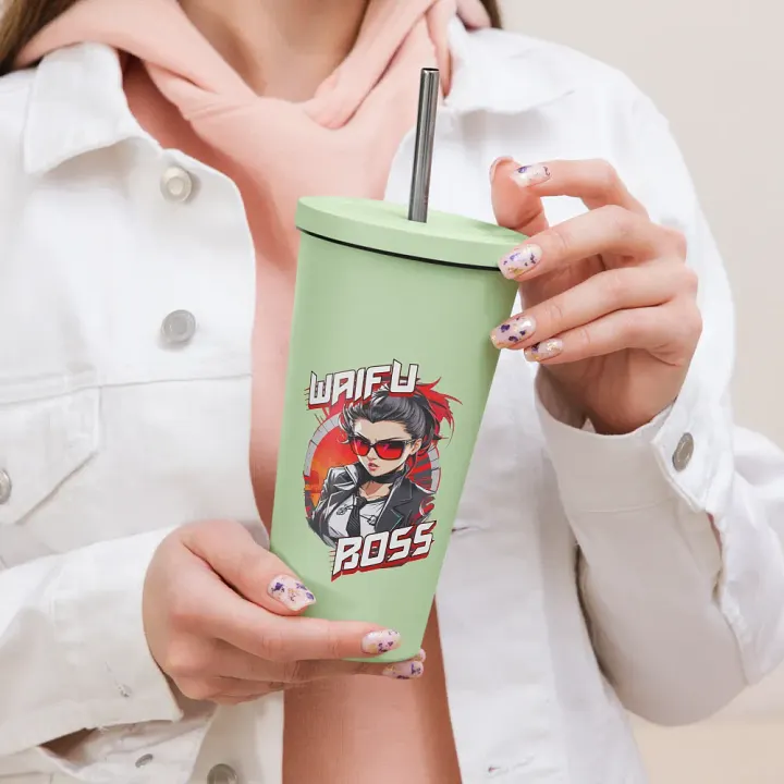 Waifu Boss 20 oz Tumbler Cup - Mint - Insulated Tumbler with a Straw v1 product image (2)