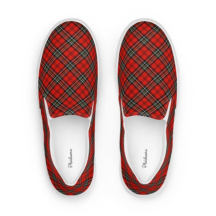 Red Vintage Plaid Men's Slip On Shoes product image (1)