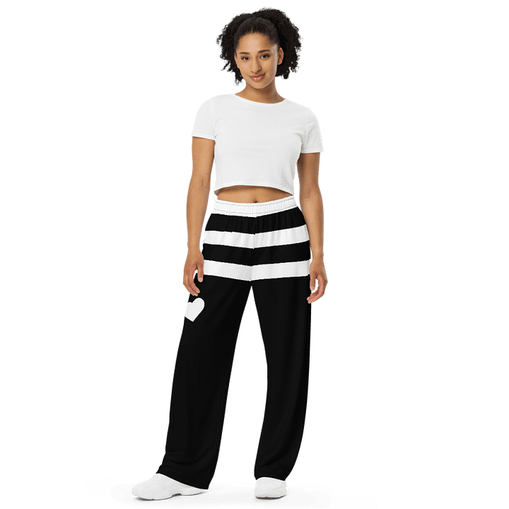 Black and White Stripes/All-Over Print Unisex Wide-Leg Pants by Sublicolor product image (1)