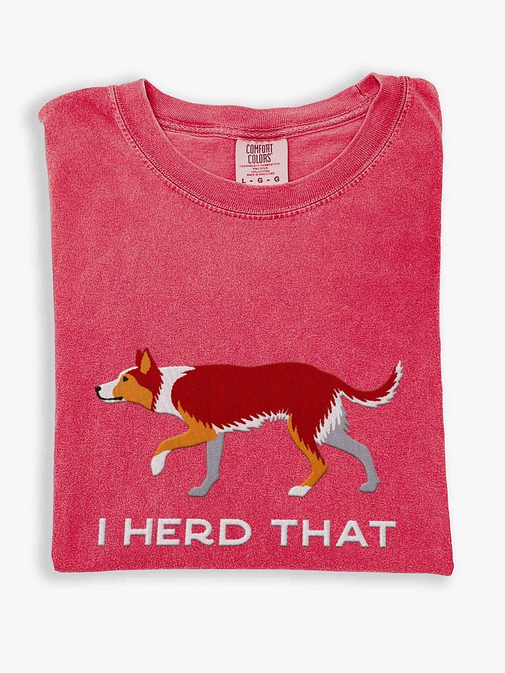 I Herd That T-Shirt(Embroidered) of an Australian Koolie(Red Tricolor) product image (1)