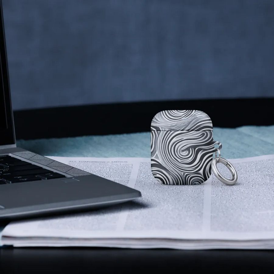Funky Black and White Noir Liquid Tie-Dye Airpods Case product image (9)