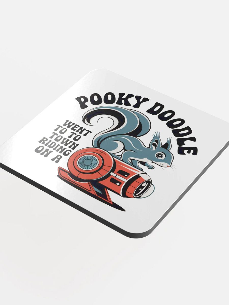 Coaster or micro art piece: pooky doodle went to town riding on a robot product image (4)