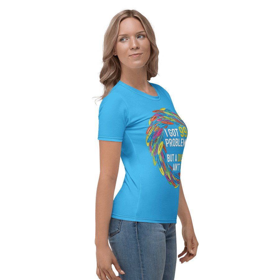 Fancy Lads Women's Blue T-shirt "I Got 99 Problems But A Disc Ain't 1" product image (5)