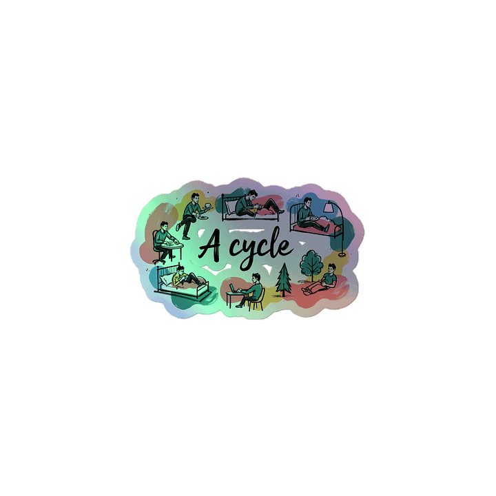 Cozy Daily Rhythms Poster | A Cycle Illustration Holographic Sticker product image (1)
