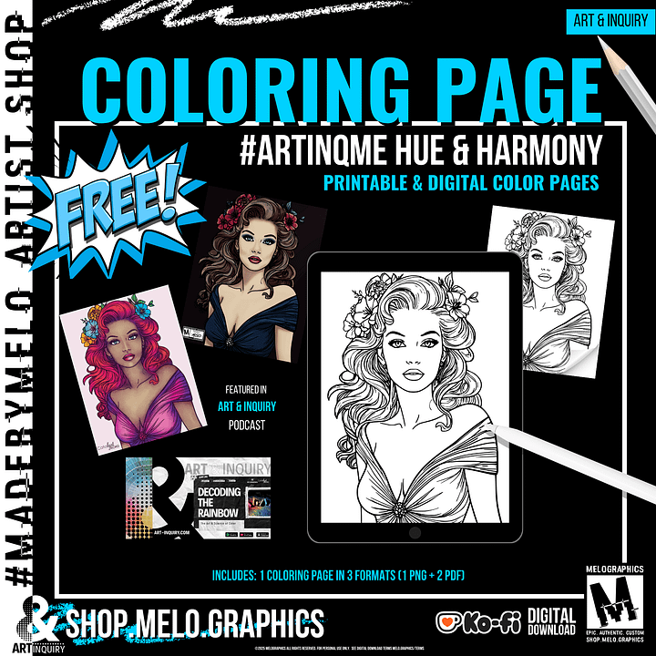 #ArtInqMe Coloring Book Page - Digital/Printable | #MadeByMELO product image (1)