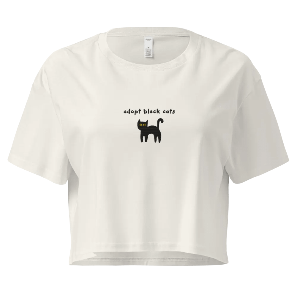 Adopt black cats embroidered crop top product image (4)
