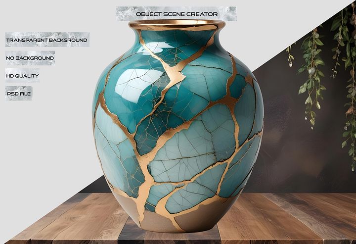 Kintsugi Serenity – Harmony Vase PNG product image (2)