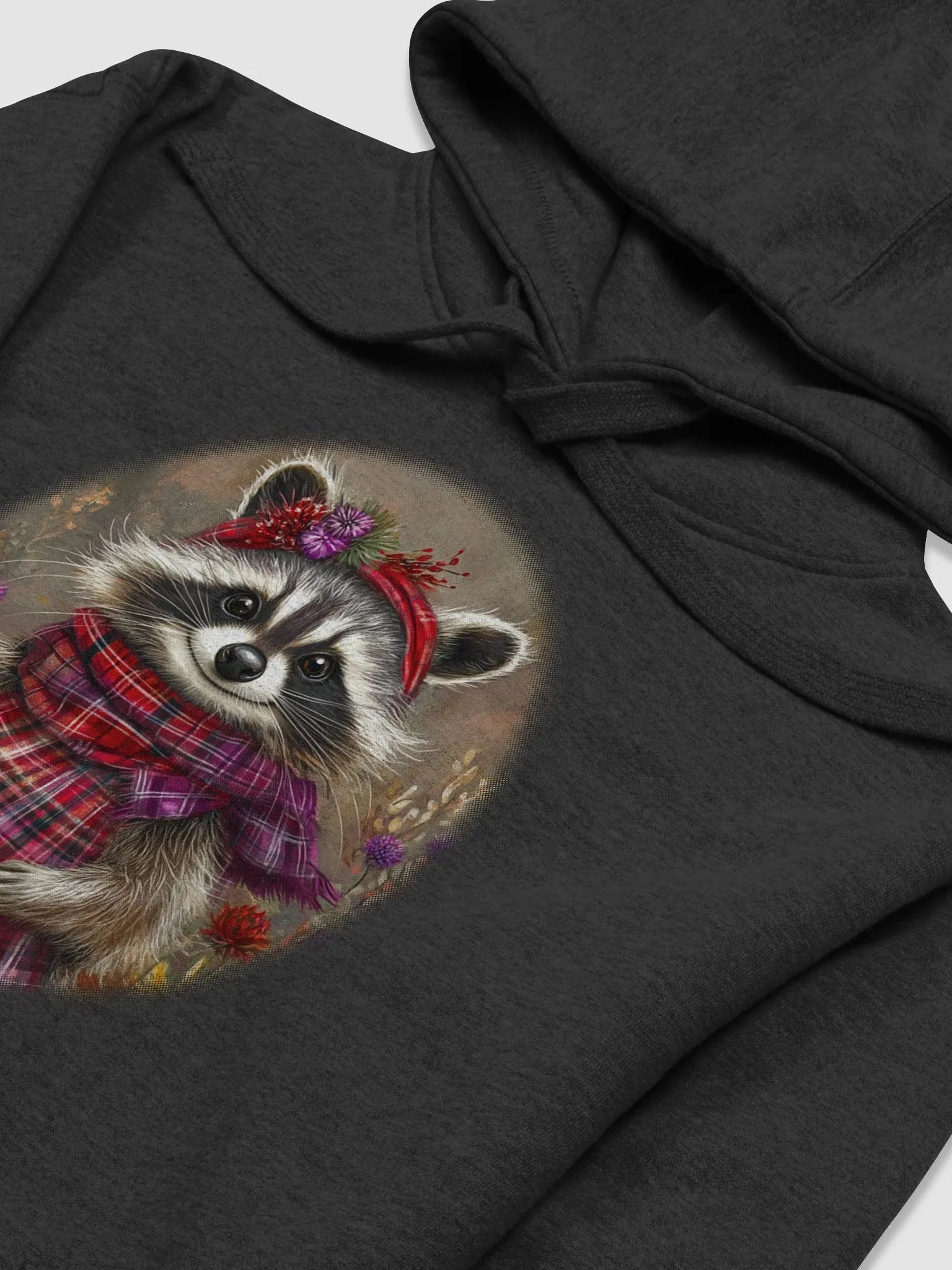 Whimsical Raccoon Plaid Hoodie product image (3)
