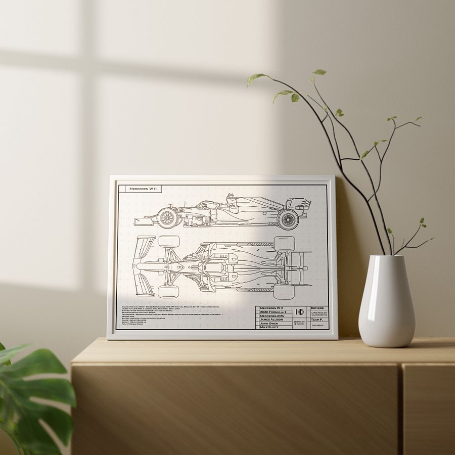 DIGITAL W11 Mercedes blueprint, Lewis Hamilton and Valtteri Bottas, F1, Formula-1, F1 Posters, F1 Art, Formula 1 Wall Art, Gifts for Him, Motorsport product image (3)