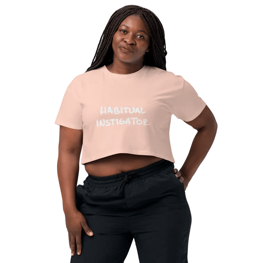 HABITUAL INSTIGATOR (white design) printed cotton crop top product image (33)
