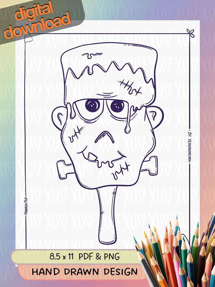 Franken Pop – Summerween Scream – Spooky-Sweet Coloring Page product image (1)