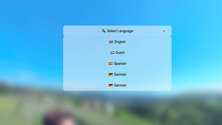 Language selector dropdown for 3DVista desktop skin product image (1)