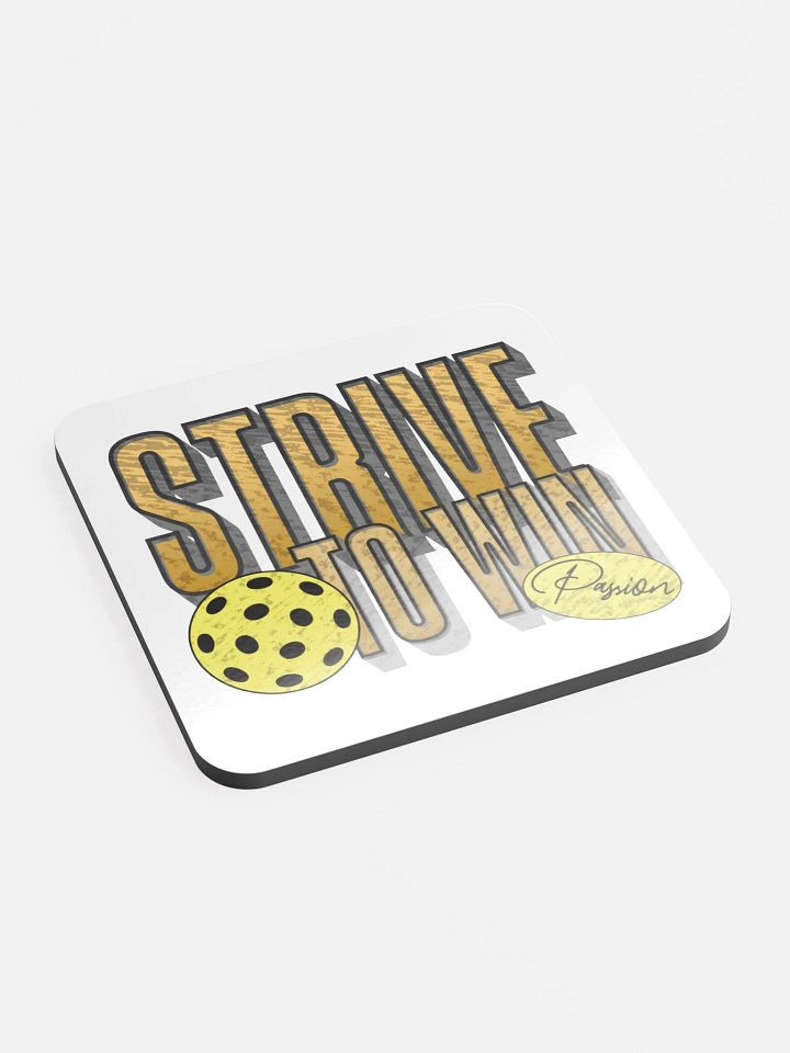 Strive to Win Pickleball Golden Text Cork Coaster product image (2)