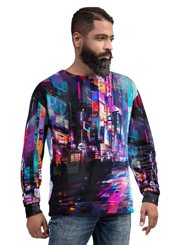 Cyberpunk-Themed All-Over Print Recycled Unisex Sweatshirt product image (2)