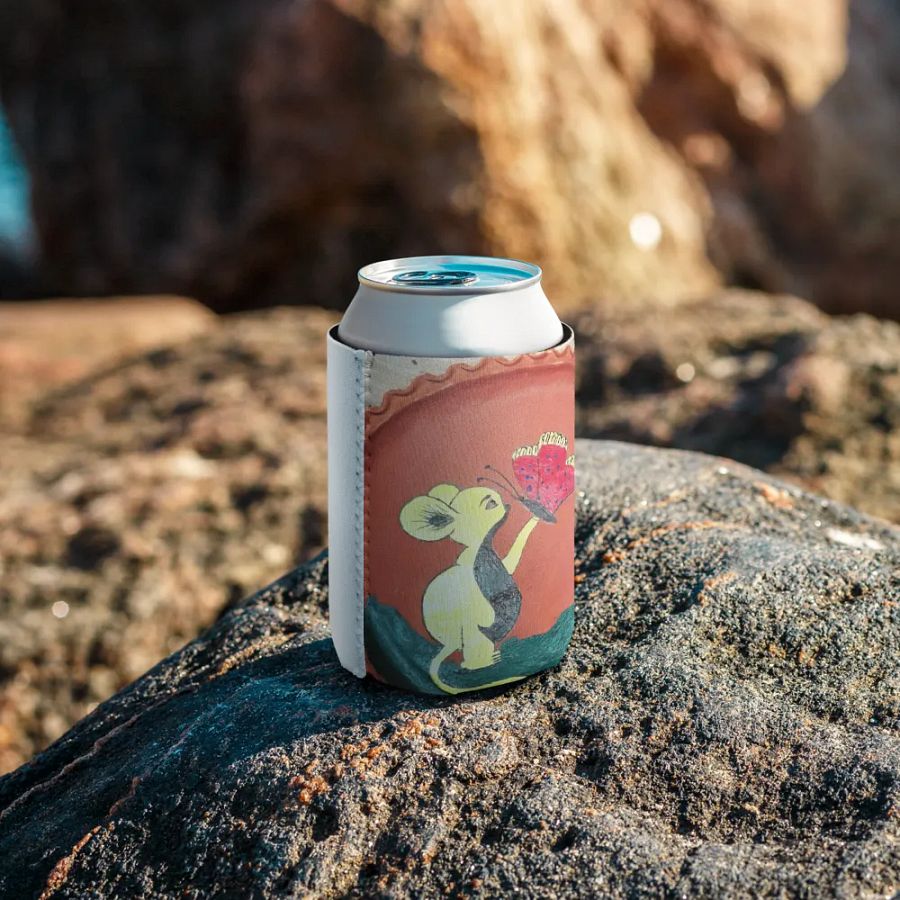 Whimsical Mouse and Butterfly Can Cooler product image (9)