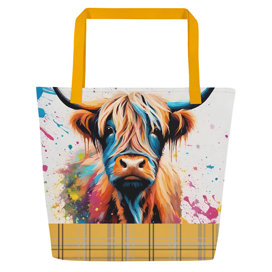 Multi Coloured Paint Splash Highland Cow Tote Bag product image (2)