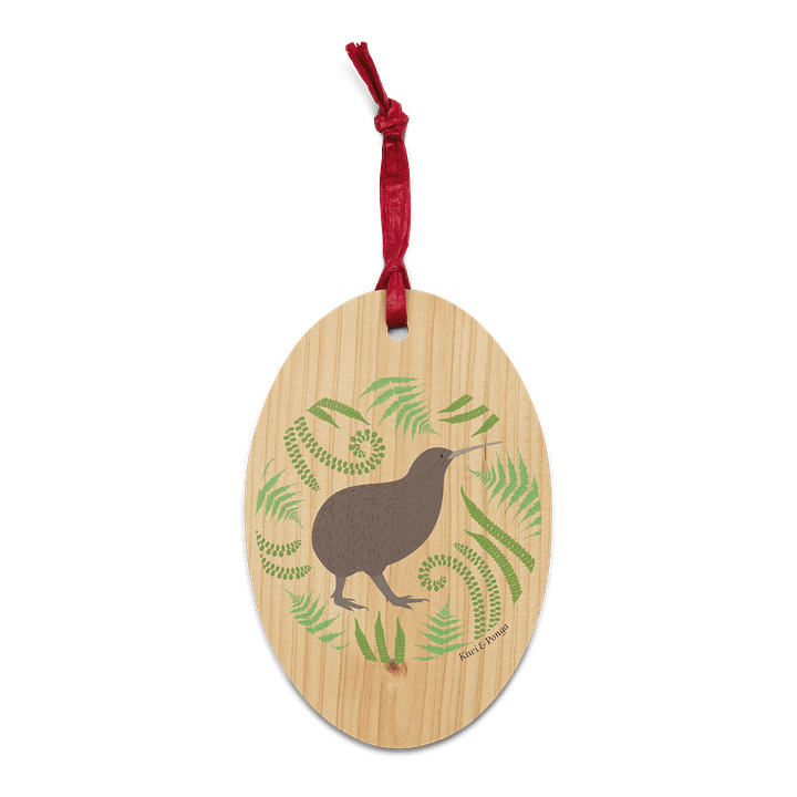 Kiwi and Fern Wooden Ornament product image (1)