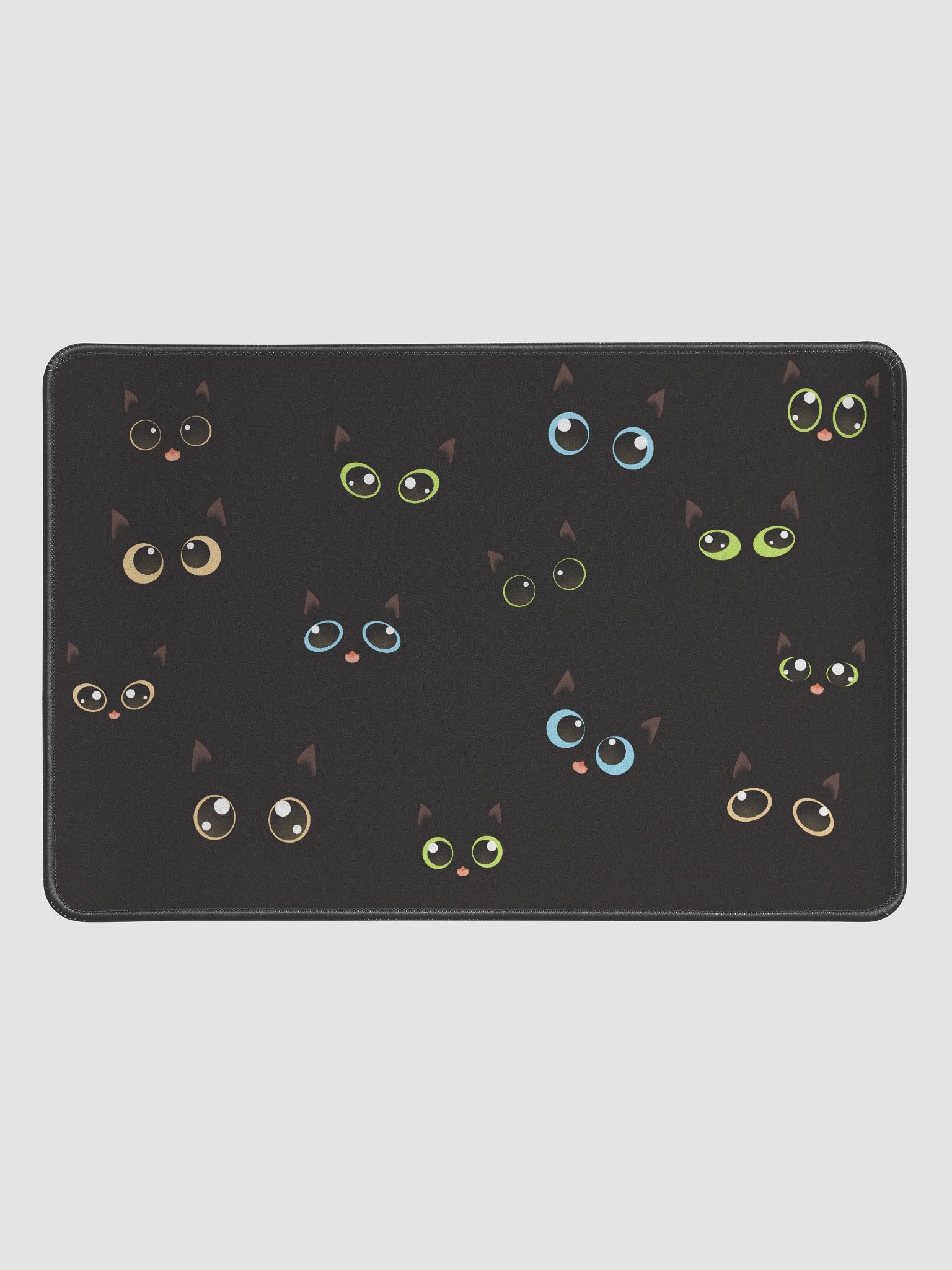 Cute Black Cat Faces (Multicolor Eyes) Desk Mat 12" x 18" product image (1)