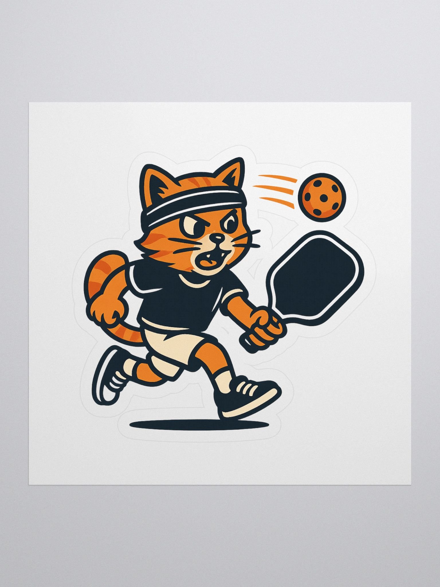 Tiger Cat Pickleball Vinyl Sticker – Retro Sports Design Waterproof Decal for Gear & Accessories product image (1)