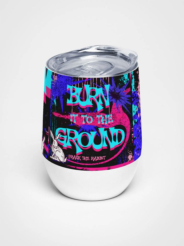 burn it to the ground, anarchist bunny Psychedelic Rabbit Wine Tumbler product image (1)