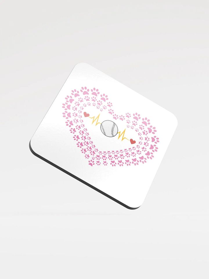 Heart Paw Print Baseball Cork Coaster product image (1)