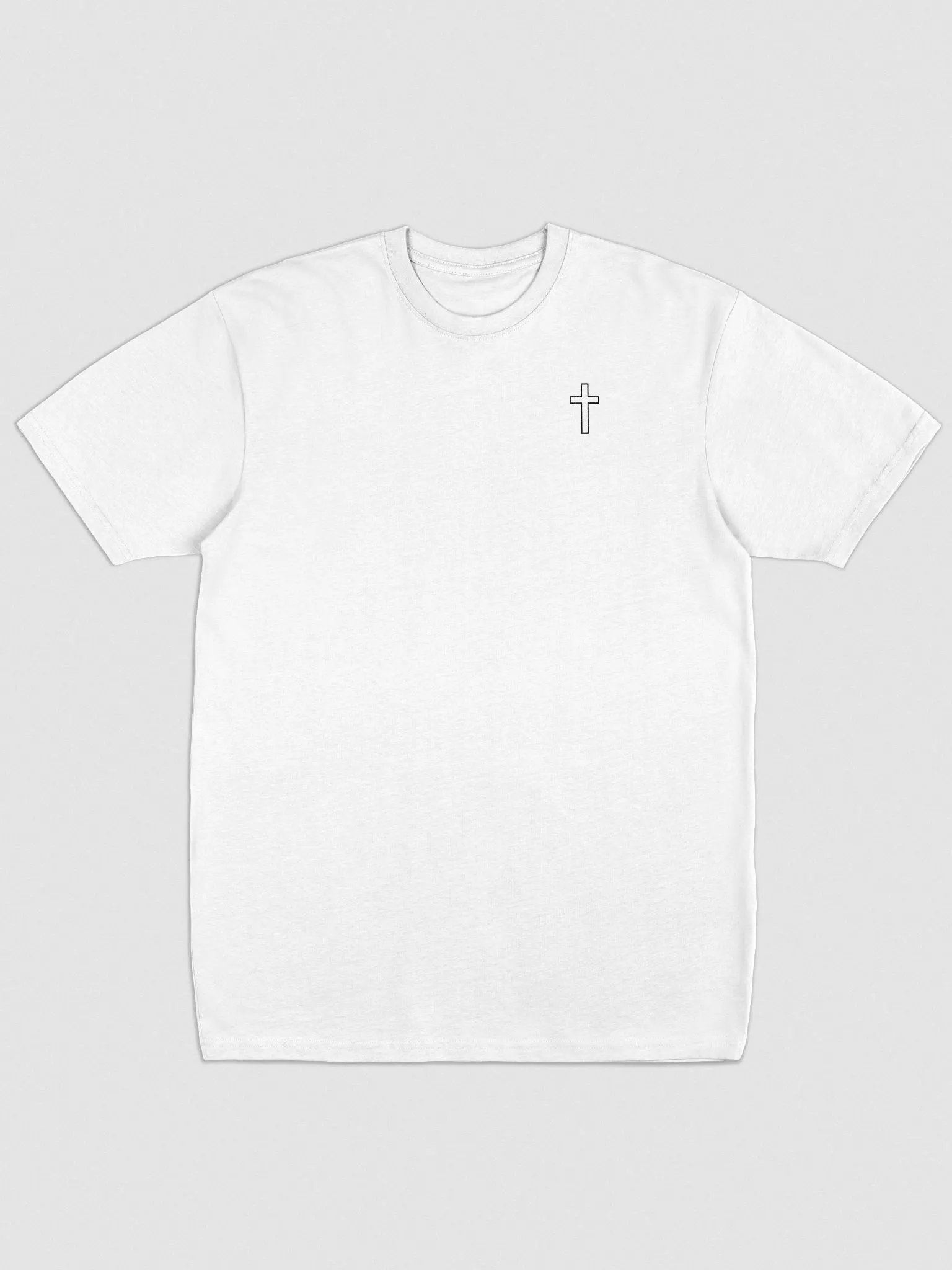 Simple Cross Embroidered White Heavyweight T-shirt product image (1)