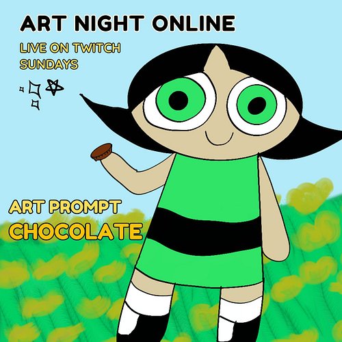 It's Sunday so we play #tunes and make #art! Join us on #Twitch NOW! Today your prompt is #Chocolate! Art by the amazing uncl...