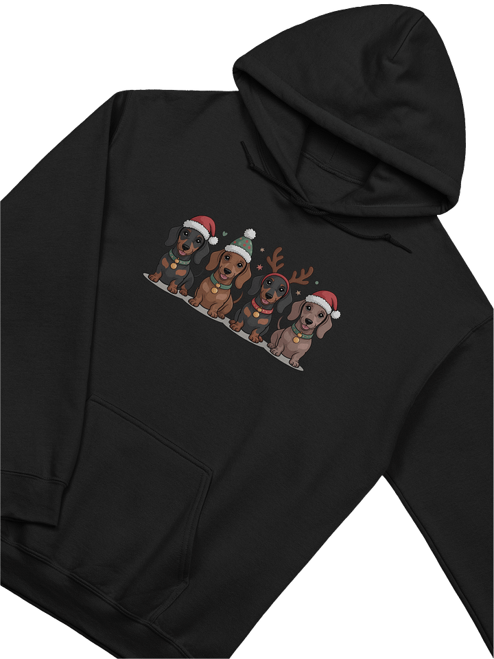 Holiday Dachshund Puppies Hoodie – Cute Christmas Wiener Dog Art product image (2)