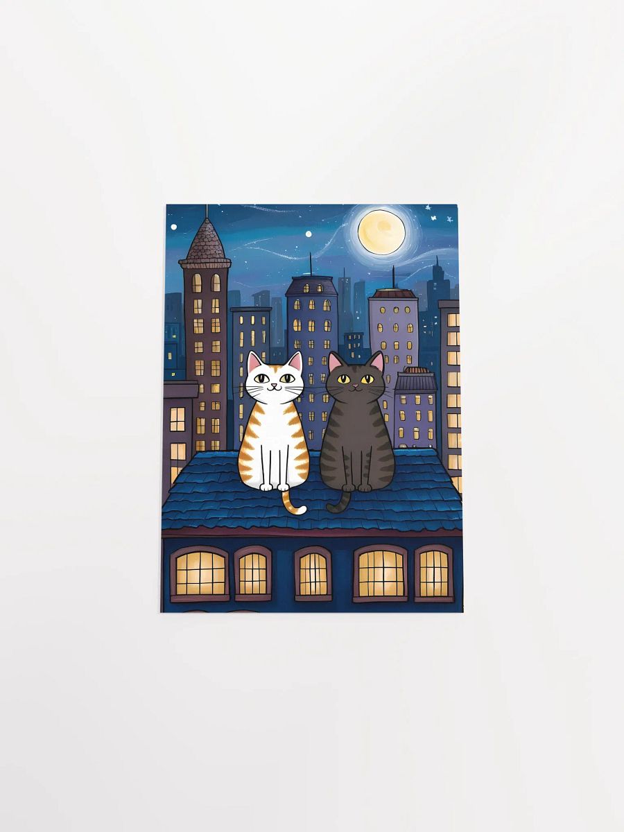 Moonlit Rooftop Cats Poster (No Frame) product image (4)