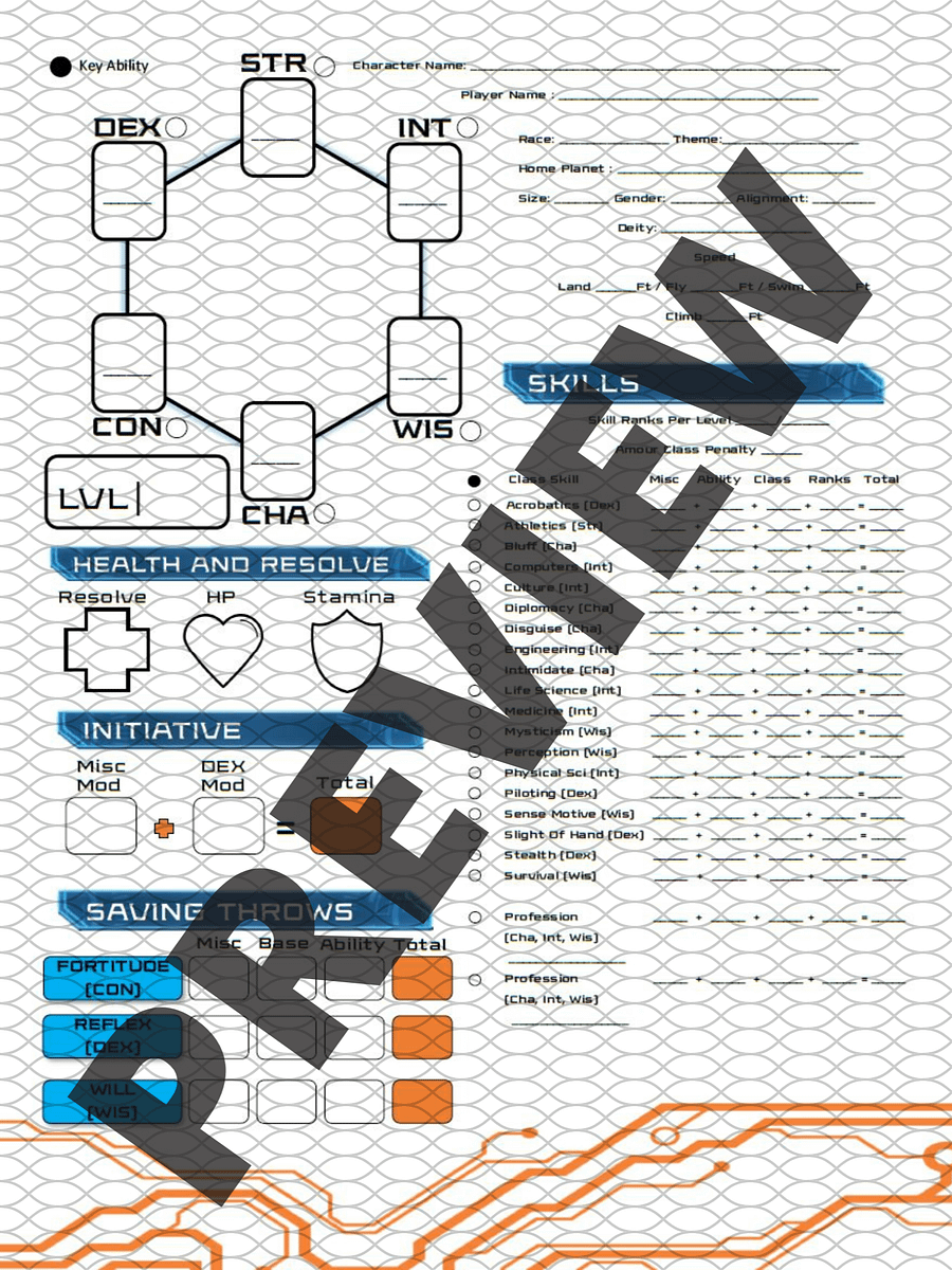 Starfinder Compatable Character Sheet product image (1)