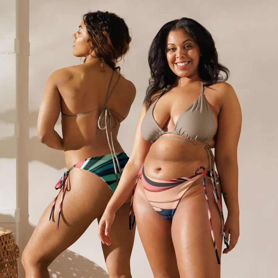 TDS Music Recycled String Bikini Bottom in Abstract Colors (2XS-6XL) product image (4)