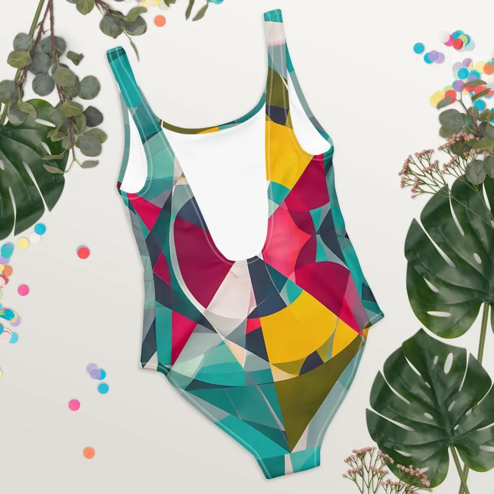 Abstract Lithographic Pattern Design one piece Swimsuit - V9 product image (4)