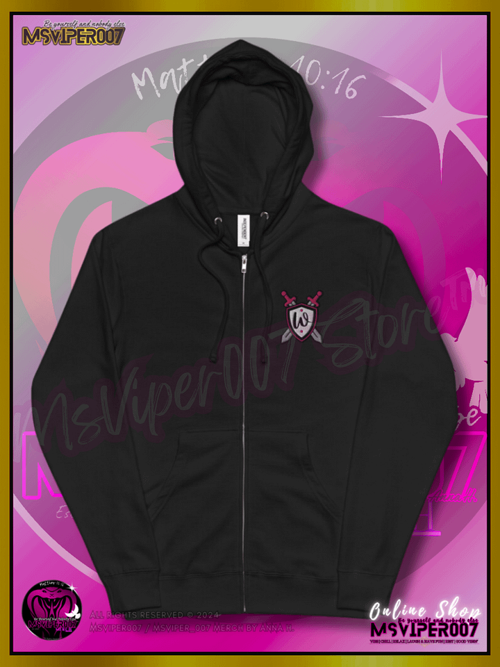 Hoodie [ Embroidered / DTG Design(s) ] - MsViper007's "Warrior Spirit-Plate Up!!!" - (flamingo / royal pink) Zip Up Hoodie By Anna H. product image (1)